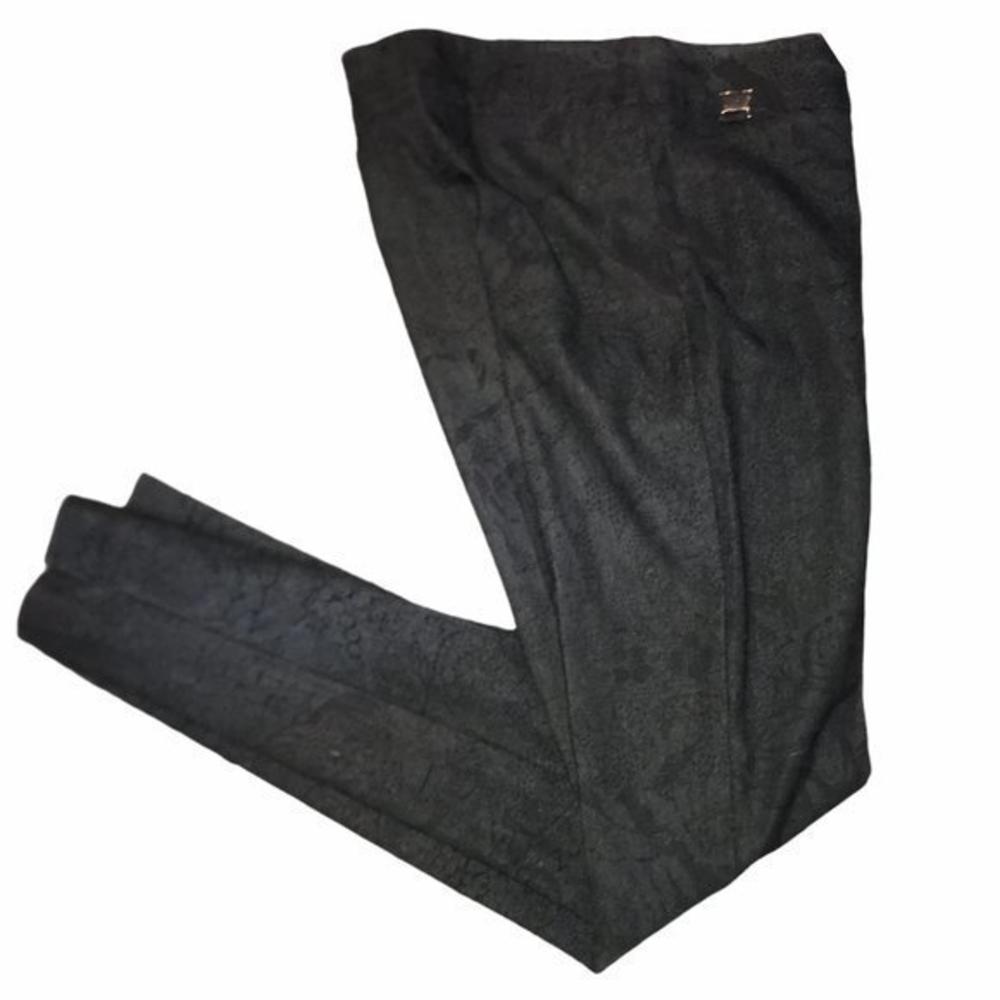 Joseph Ribkoff Black Floral Print‎ Black Crop Pant